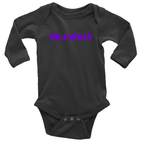 MusoGeek Long Sleeve Baby Bodysuit Purple Script