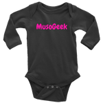 MusoGeek Long Sleeve Baby Bodysuit Pink Script