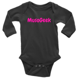 MusoGeek Long Sleeve Baby Bodysuit Pink Script