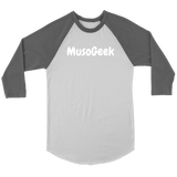 MusoGeek Canvas Unisex 3/4 Raglan White Script